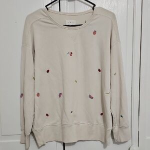 Lou & Grey Cream Sweatshirt with Embroidered Accents